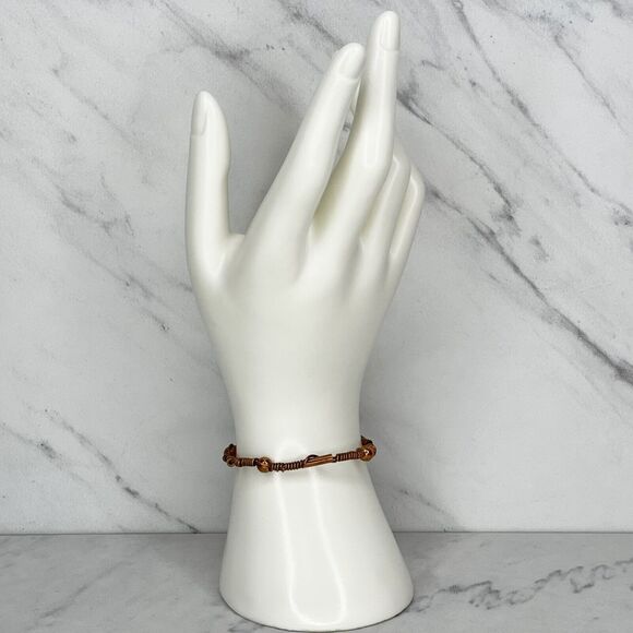 Beaded Wire Wrapped Gold Tone Bracelet - Picture 2 of 6